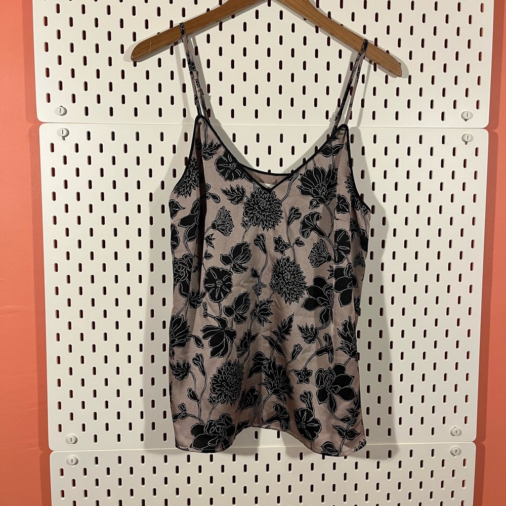 Lost + Wander Lilac Floral Silky Spaghetti Strap Blouse, Size M